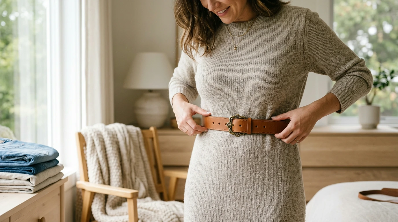 Floral Buckle Leather Waist Belt (1.4" Wide)