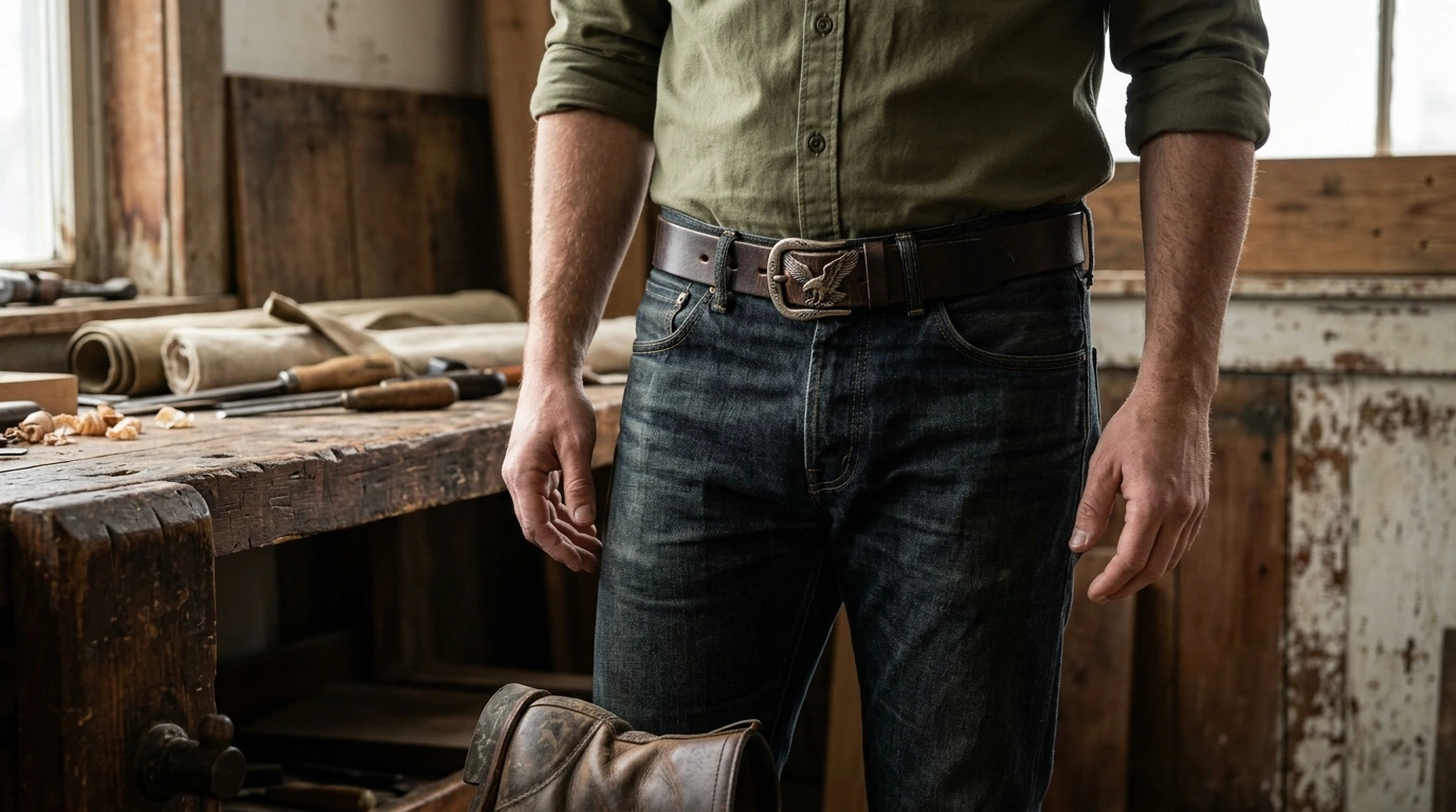 Retro Cowhide Belt with Eagle Buckle: Sizing & Style