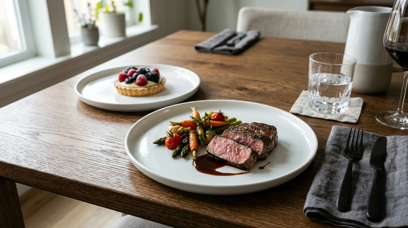 Modern White Ceramic Plates for Steak & Dessert